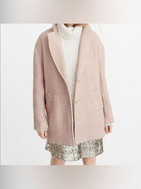 Abercrombie & Fitch A&F Pink Wool Tweed Coat Boucle Overcoat S